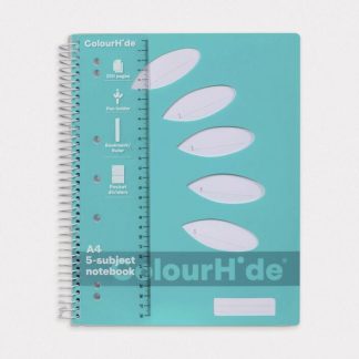 ColourHide 5 Subject Notebook 250 Pages Aqua